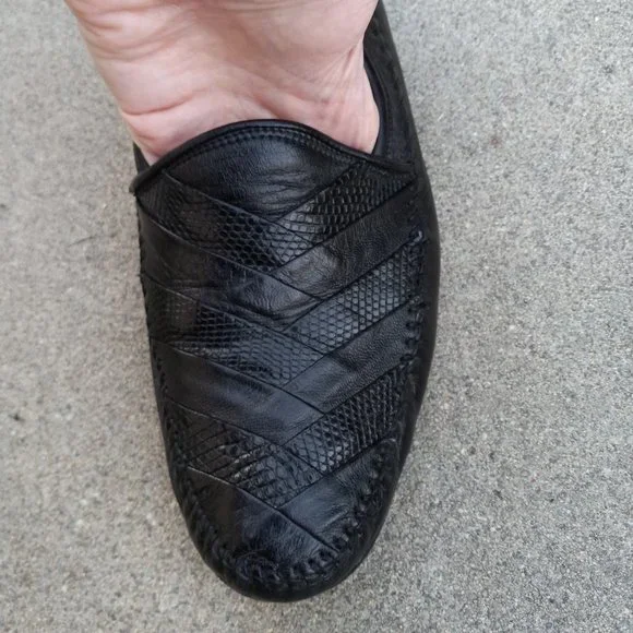 Vintage Leather & Lizard Chevron Loafer/Driving Shoe Size 9